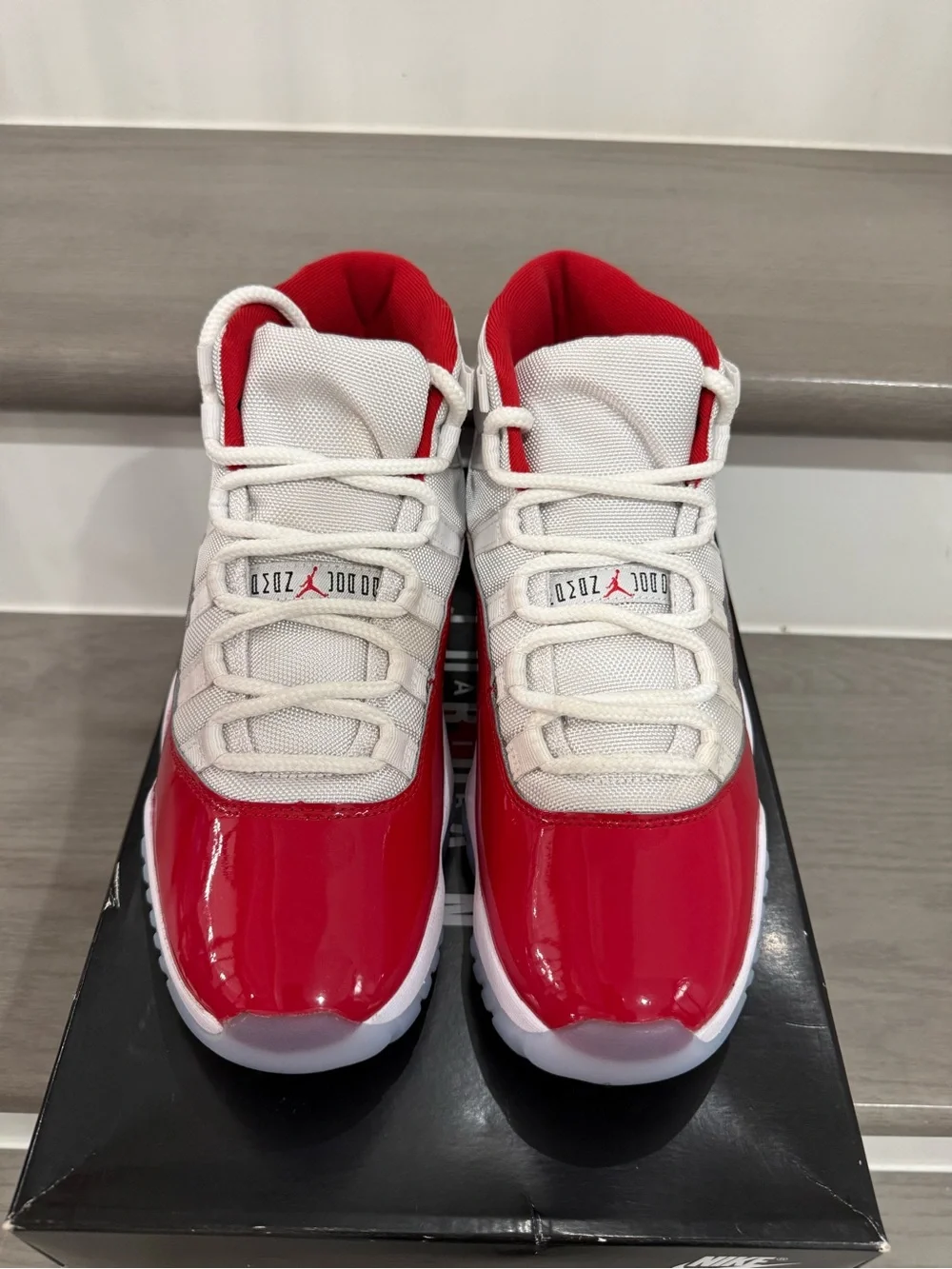 NIKE Men’s Air Jordan Retro 11 White/Red “Cherry”🍒 Patent Leather Sneaker